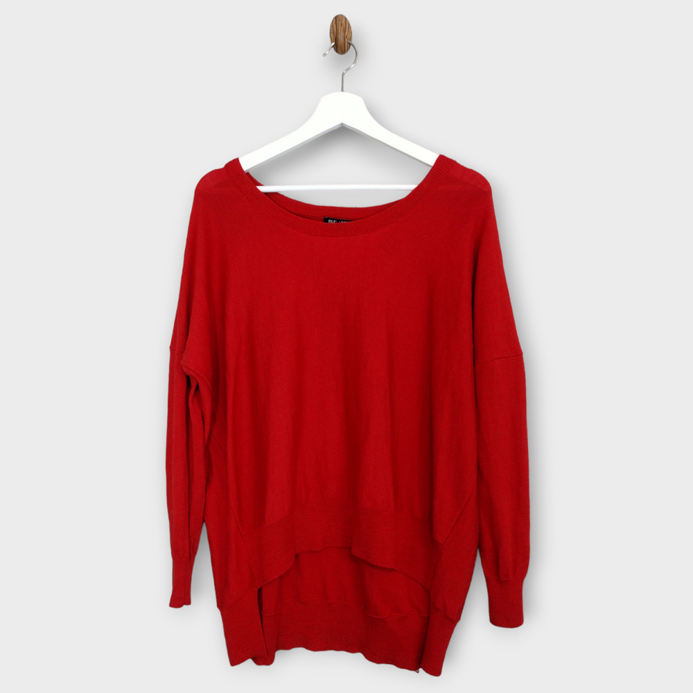 Eileen Fisher Sweater Women XS Red Hi Lo Minimalist Merino Wool Oversized Top